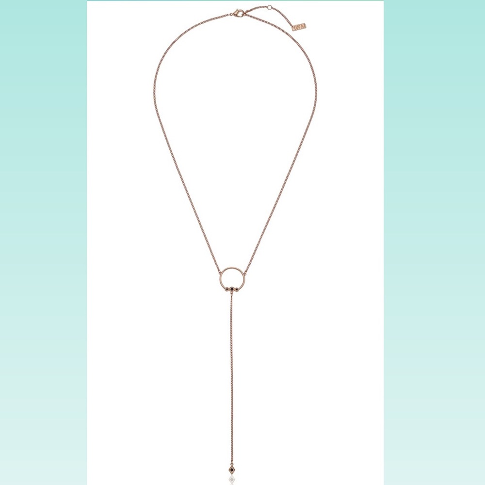 NEW Luv AJ Full Bloom Rose Gold Lariat Necklace